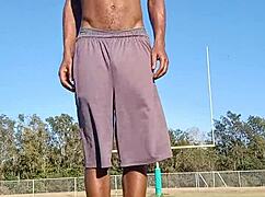 Wanna see my sexy roommate's athletic dorm workout turn into daddy fuck?