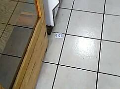 Damn! This Mexican big ass babe shakes it in the store!