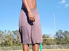 Wanna see my sexy roommate's athletic dorm workout turn into daddy fuck?