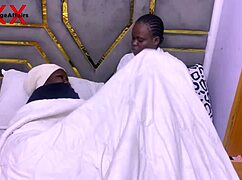 dorm quiet? ebony threesome explodes with monster cocks inside