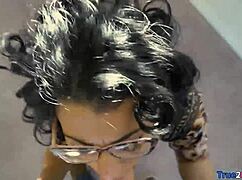 brunette realtor with glasses deepthroats monster cock in rough multi-pose pounding