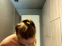 Whoa, extreme squirting explodes from big cock anal pounding in changing room!