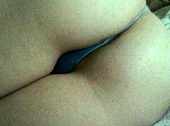 hot wife in thongs gets cumshot tribute on ass