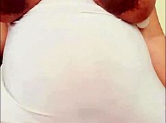 pregnant arab big belly milks her huge tits solo