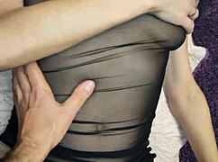 damn my wife's see-through lingerie makes first pov sex so hot and real