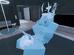 so i turned into a blue demon in roblox