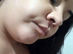 chubby brazilian babe rocks dildo front and back, teasing her orgasm warning in custom clip