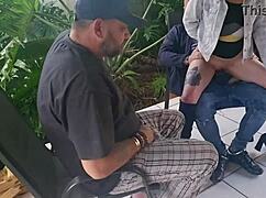 Cuckold FRIEND FUCKS my WIFE cowgirl while I jerk off and CUM on them