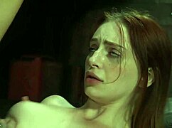 SLIM REDHEAD ANAL FUCKED ROUGH IN BONDAGE BDSM SLAVE CHOKING GAGGING!