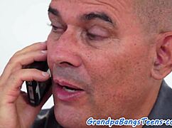 Grandpa pounds gorgeous european teen's tight hole!