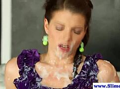 damn euro babe jerks off at gloryhole bukkake in hd 😍💦