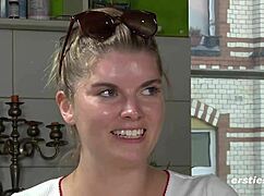 azubi aus düsseldorf fingers her shaved wet pussy clit passionately solo on cam