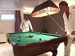 Raven-haired Mandy Bright sucks and fucks two hard cocks in room