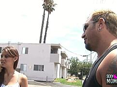 Milf mommy deepthroats teen cock with huge tits bouncing!