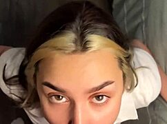 Brunette Wife Cheats Sucking Riding Cowgirl POV on Old Hubby's Cock