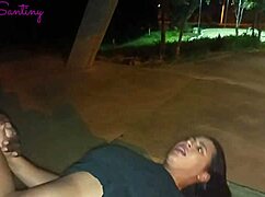 Call center babe caught sucking big black cock outdoors in park square flagrante