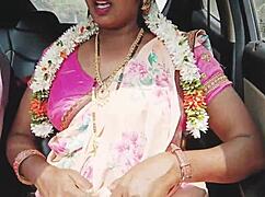 Indian bhabi in sexy saree unleashes telugu dirty talk car romance