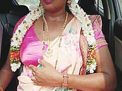 Indian bhabi in sexy saree unleashes telugu dirty talk car romance
