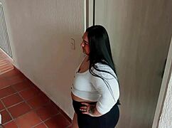 Chubby Colombian Neighbor Bends Over for Rough Doggy Fuck and Cum Swallow in Hubby's House