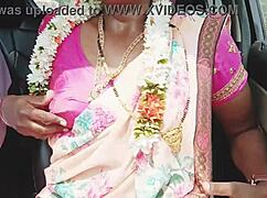 Indian bhabi in sexy saree unleashes telugu dirty talk car romance