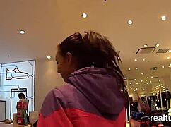 Czech teen in shop tempted undresses for hardcore pov assfucking and blowjob