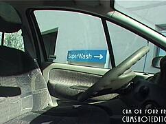 What happens when young german teen strips naked at outdoor car wash?