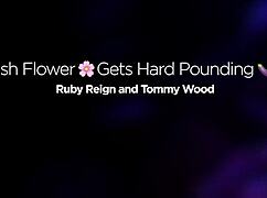 petite british brunette whore with big ass takes rough doggystyle pounding and swallows cum