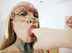 whoa, check out this petite babe's huge bimbo lips and puffy pussy mound!