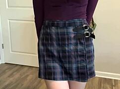 Skinny teen rips clothes for giant dildo creampie in her dripping young pussy