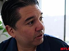 Mylfex dad tempts stepson with his busty new wife