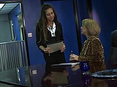 isabella sky and mia presley turn office into lesbian toy frenzy fingering tight pussies to orgasm