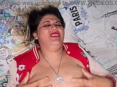 blonde college girl in baseball jacket hides a naughty secret