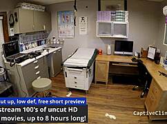 nurse jewel handcuffs patient in latex gloves for backstage pov tease