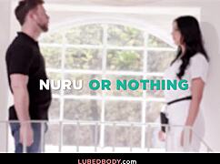 nuru massage leads to queenie sateen deepthroating big cock cumshot