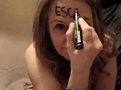 french maid bound outdoors spanks herself with pins then masturbates wildly