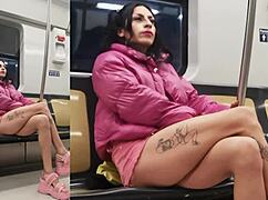 crossdressing guarrita flashes panties under slutty skirt in public exhibit
