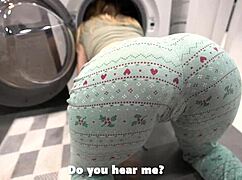 Blonde Cutie Bent Over Washing Machine Takes Step Bro Creampie Doggystyle