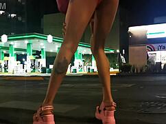 crossdressing guarrita flashes panties under slutty skirt in public exhibit