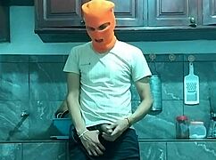 uhh from flaccid to this big erect penis... 25yo guy jerks off in kitchen waitin for best friend