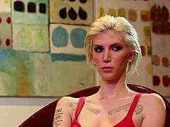 Vampyric blonde babe bends for two seductive brunette lesbians' hardcore toys