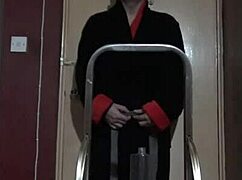 bisexual dude climbs ladder naked pisses bottle drinks every drop