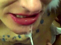 Vilja gags on cock in sloppy pov with choking spit and deepthroat submission