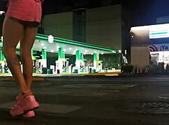 crossdressing guarrita flashes panties under slutty skirt in public exhibit