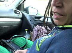 my stepmom's handjob on my virgin cock for 18th birthday felt so good in the car