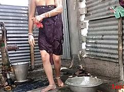 Village Wife's Outdoor Bang with Husband's Friend Feels So Raw