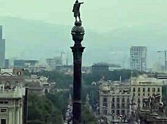 Skinny Spanish Slut Flashes Shaved Pussy on Barcelona Streets