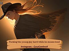 Fucking this young guy so hard he moans and orgasms everywhere!