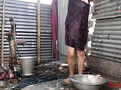 Village Wife's Outdoor Bang with Husband's Friend Feels So Raw