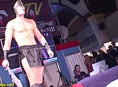 skinny babe gets monster cock banged rough on public stage!! 🔥