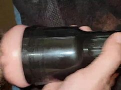 Fleshlight gripped tight for intense stroking release